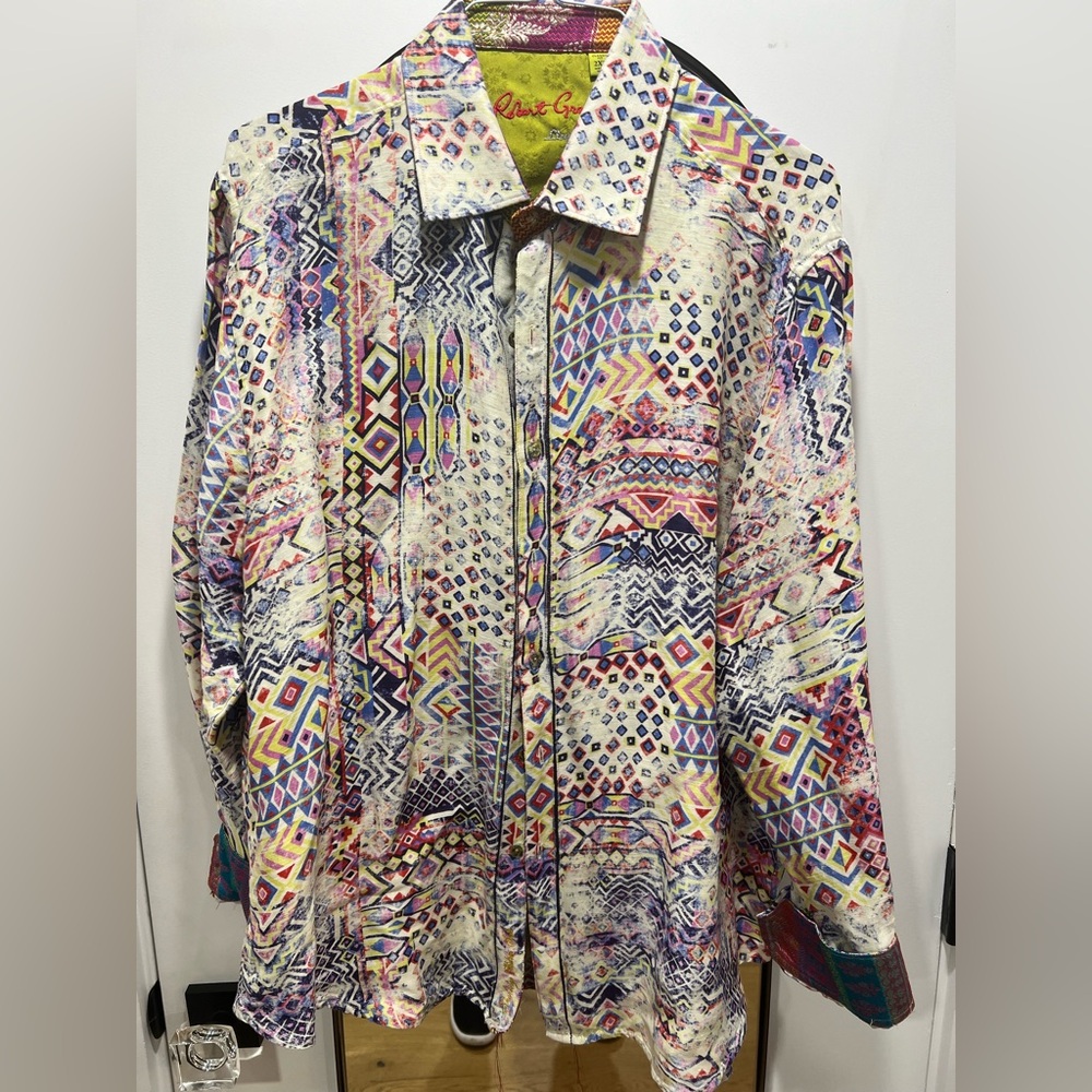 Robert Graham Shirt Mens 2XL Limited Edition Zannoli Embroidered Flip Cuff
